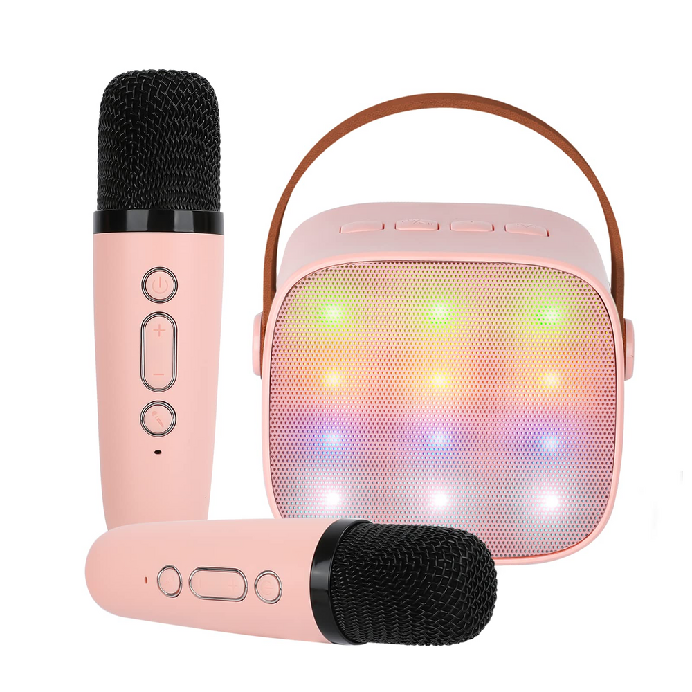 KidsL Mini Karaoke Machine for Kids, Portable Bluetooth Speaker with 2 Wireless Microphone for Adults with Led Lights, Karaoke Gifts for Girls and Boys Birthday Home Party