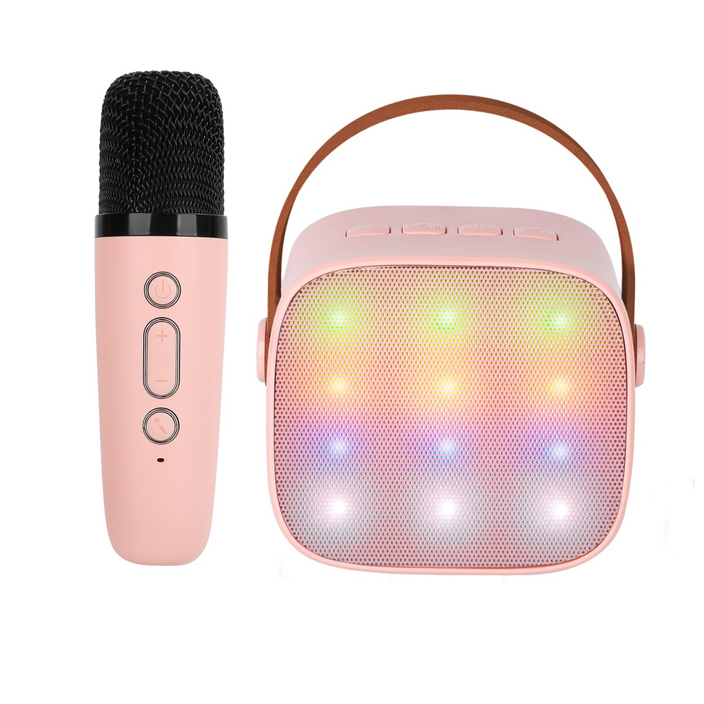 KidsL Mini Karaoke Machine for Kids, Portable Bluetooth Speaker with Wireless Microphone for Adults with Led Lights, Karaoke Gifts for Girls and Boys Birthday Home Party(Pinkcolor)