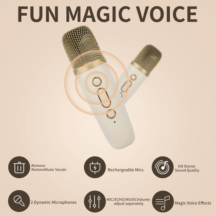 BONAOK Karaoke Microphone with LED Lights Upgraded,Wireless