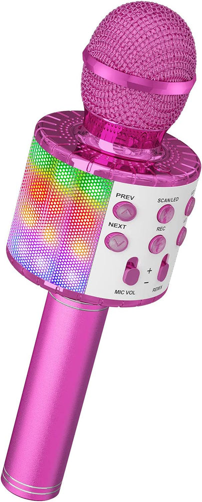 Ankuka Karaoke Wireless Microphone, 4 in 1 Handheld Bluetooth Microphones Speaker Karaoke Machine with Dancing LED Lights, Home KTV Player Compatible with Android & iOS Devices for Party/Kids Singing
