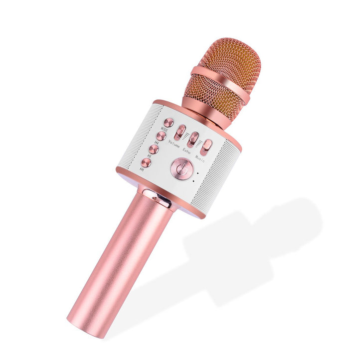 Ankuka Bluetooth Karaoke Microphone, 3 in 1 Multi-Function Handheld Wireless Karaoke Machine for Kids, Portable Mic Speaker Home, Party Singing Compatible with iPhone/Android/PC (Rose Gold)