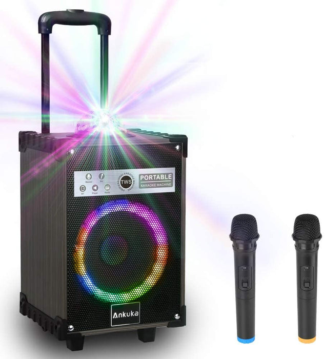 Karaoke Machine for Adults and Kids, Ankuka Bluetooth Portable PA Speaker System with Disco Lights, 2 Wireless Microphones for Christmas & Birthday Gift for Boy & Girls