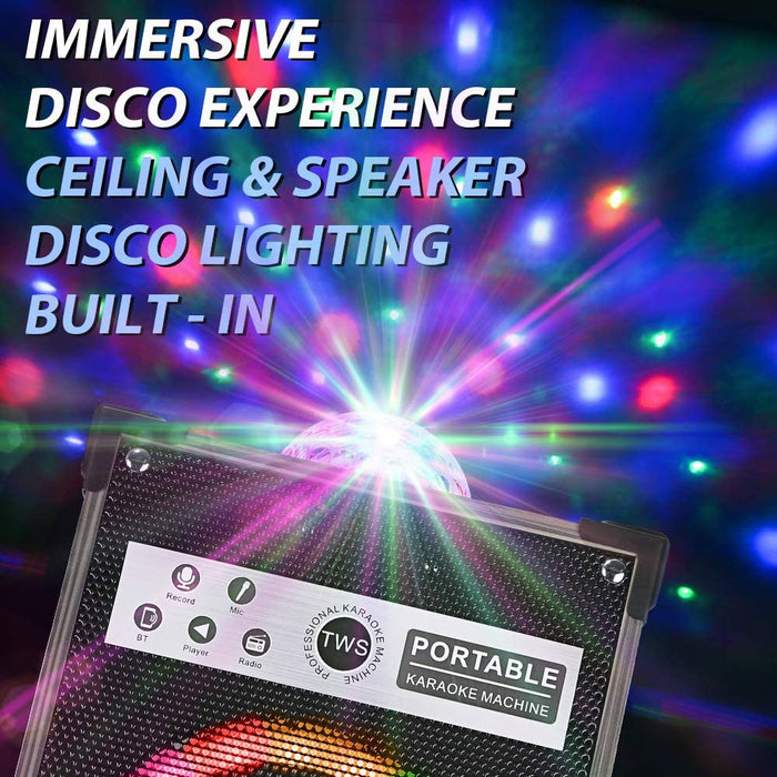 Karaoke Machine for Adults and Kids, Ankuka Bluetooth Portable PA Speaker System with Disco Lights, 2 Wireless Microphones for Christmas & Birthday Gift for Boy & Girls