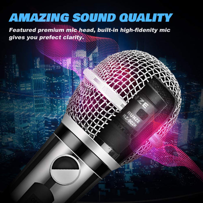 AK-W Wired Dynamic Karaoke Microphones, Professional Handheld Vocal Mic with 13ft 6.35mm XLR Audio Cable Compatible with Karaoke Machine/Speaker/Amp/Mixer for Singing, Speech, Wedding, Stage